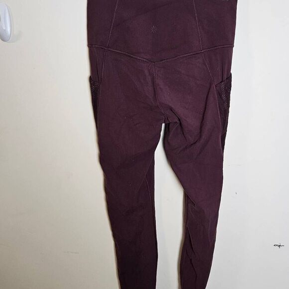Athleta Leggings Small Maroon Salutation Stash Pocket II Lace 7/8 Tight 631863 - Picture 2 of 3